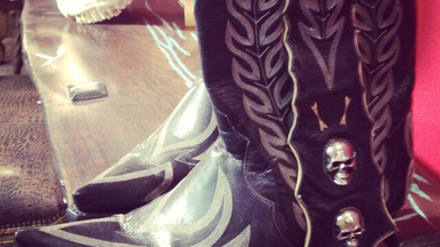 Rows of cowboy boots in a store in Santa Fe, New Mexico; an illustration, not taken at Alberta Boot.