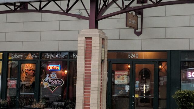 Tables on a restaurant patio in Maryland; an illustration, not taken at Melrose.