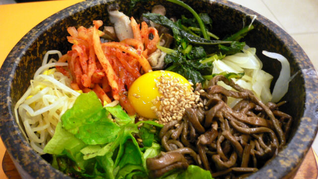 A stone bowl of dolsot bibimbap; an illustration, not taken at Meshi Korean Street Food & Ricebowls.