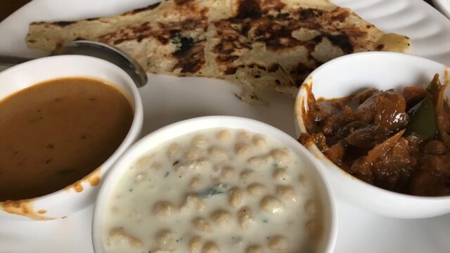 A North Indian vegetarian thali; an illustration, not taken at Rasa Palladium Bar & Restaurant.