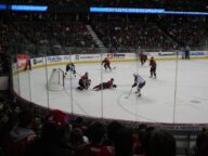 The Calgary Flames playing the Minnesota Wild at the Saddledome in Calgary on December 12 2006.