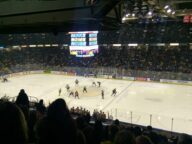 A faceoff in game 7 of the 2023 WHL first-round series between the Regina Pats and Saskatoon Blades on April 10 2023.