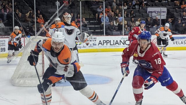A second view of the Laval Rocket playing the Lehigh Valley Phantoms in an AHL game in Allentown, Pennsylvania, in January 2020.