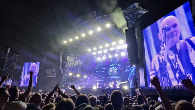 The Smashing Pumpkins performing on stage at the Lokerse Feesten in Belgium, August 2025.