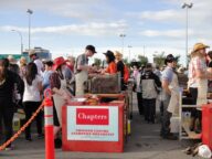 A pancake station at the Chinook Centre Stampede breakfast in Calgary, July 2011.
