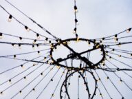 Strings of lights over the main pathway of the Toronto Christmas Market in November 2018; not a photo of Holiday Wonder.
