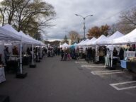 A small Christmas market in a parking lot off Bloor Street West in Toronto in November 2025; not a photo of Market Collective.
