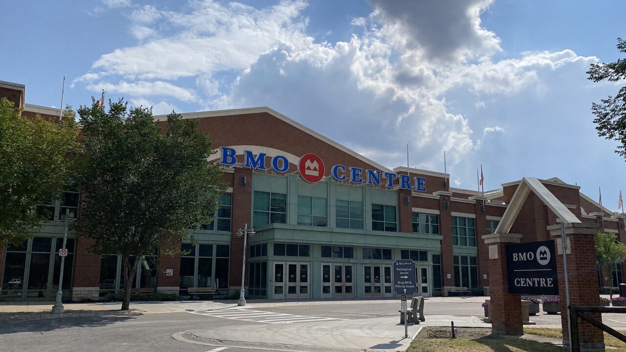 The BMO Centre convention building at Stampede Park in Calgary, photographed in August 2022.